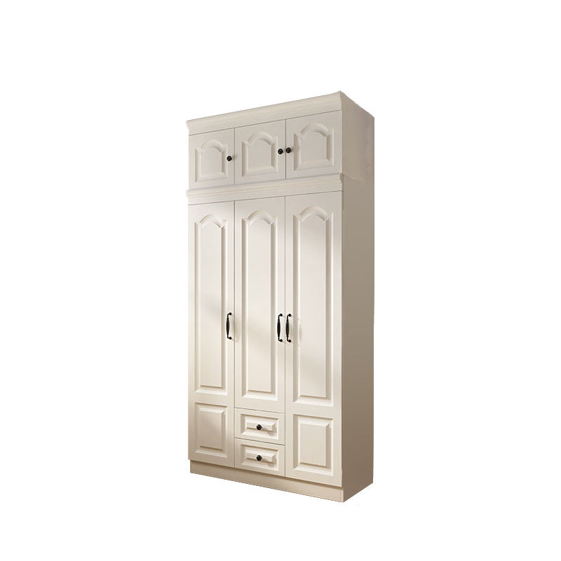 Contemporary White Wardrobe Cabinet Engineered Wood Storage Cabinet