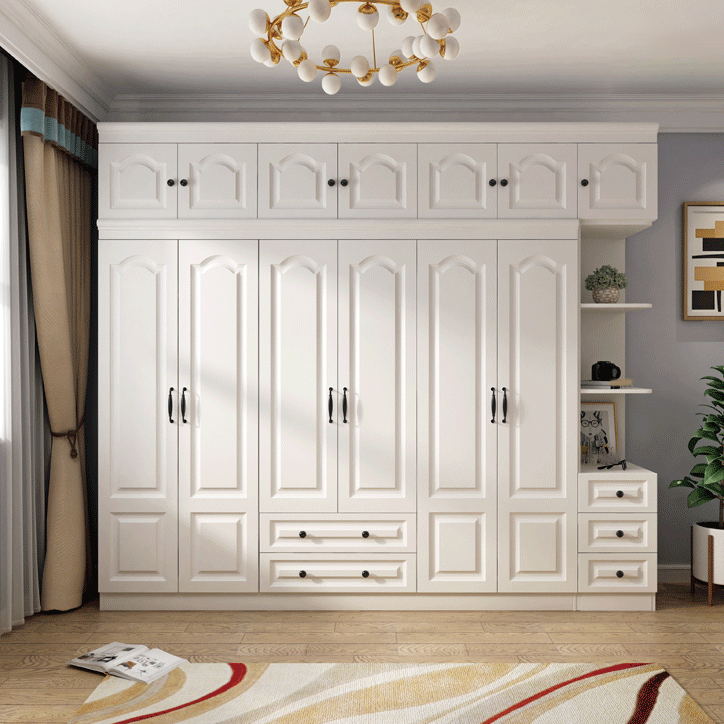 Contemporary White Wardrobe Cabinet Engineered Wood Storage Cabinet