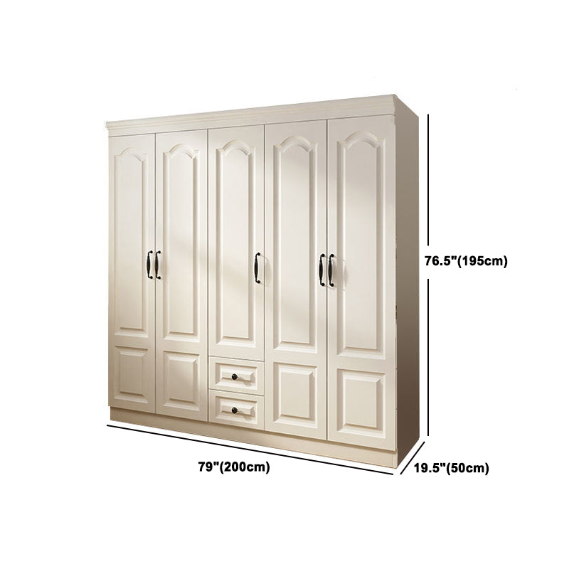 Contemporary White Wardrobe Cabinet Engineered Wood Storage Cabinet