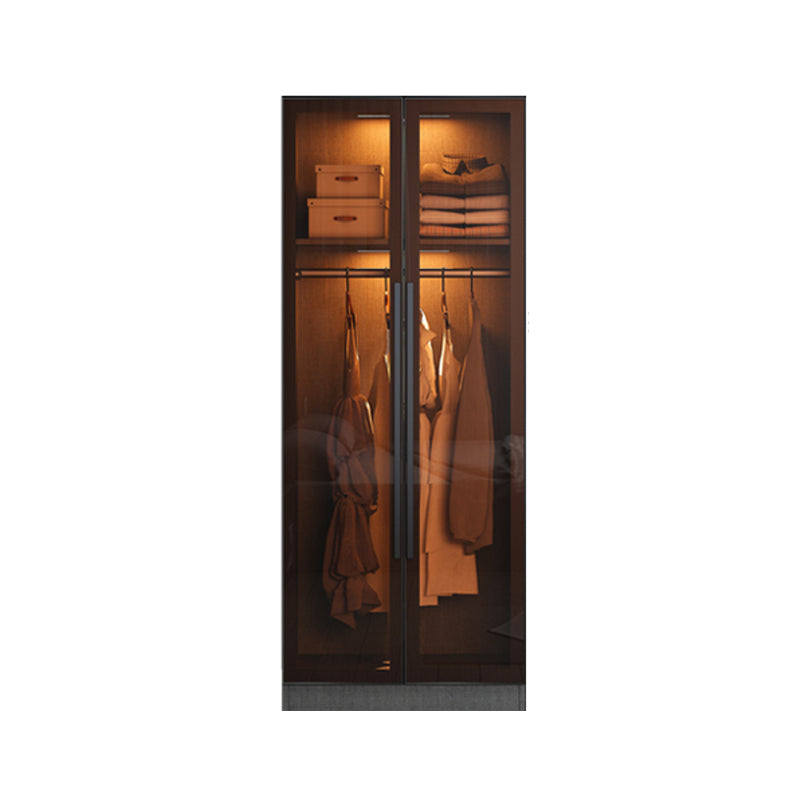 Glass and Wood Wardrobe Cabinet Contemporary Wardrobe Closet