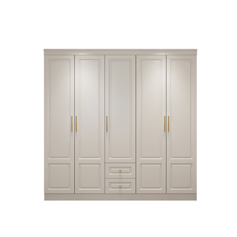 Contemporary White Storage Cabinet Hinged Door Cabinet with Drawers