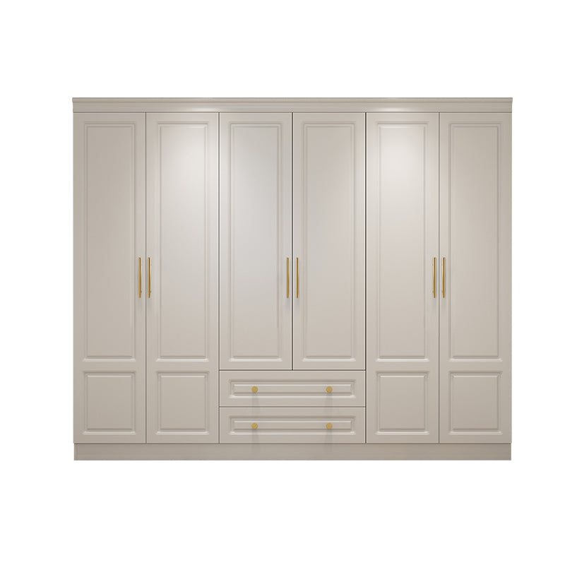 Contemporary White Storage Cabinet Hinged Door Cabinet with Drawers