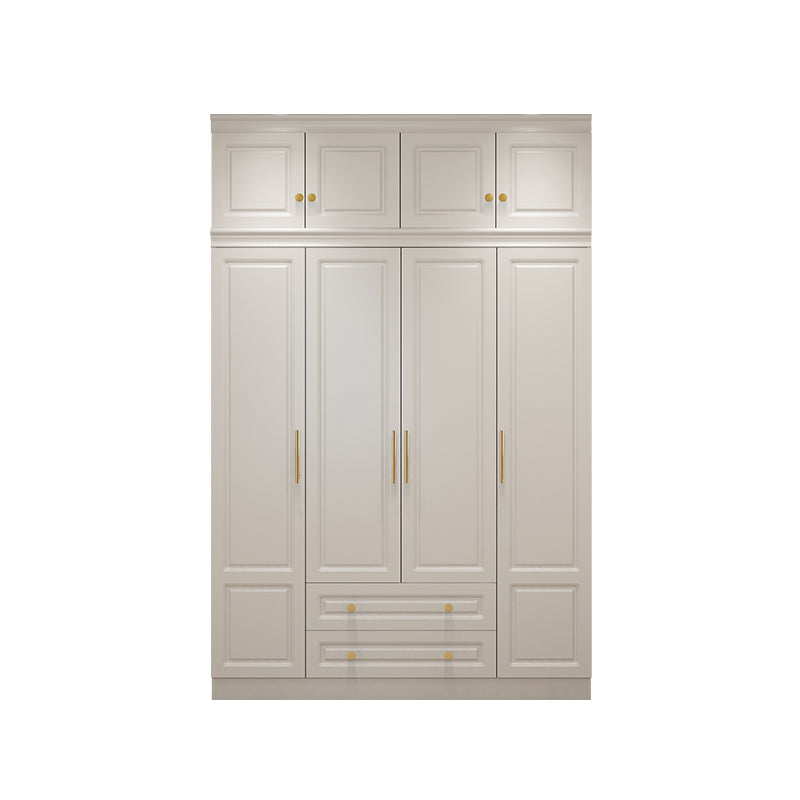 Contemporary White Storage Cabinet Hinged Door Cabinet with Drawers