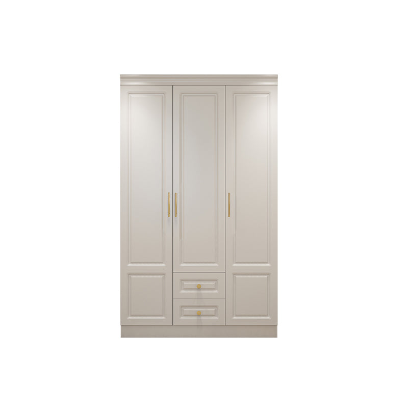 Contemporary White Storage Cabinet Hinged Door Cabinet with Drawers