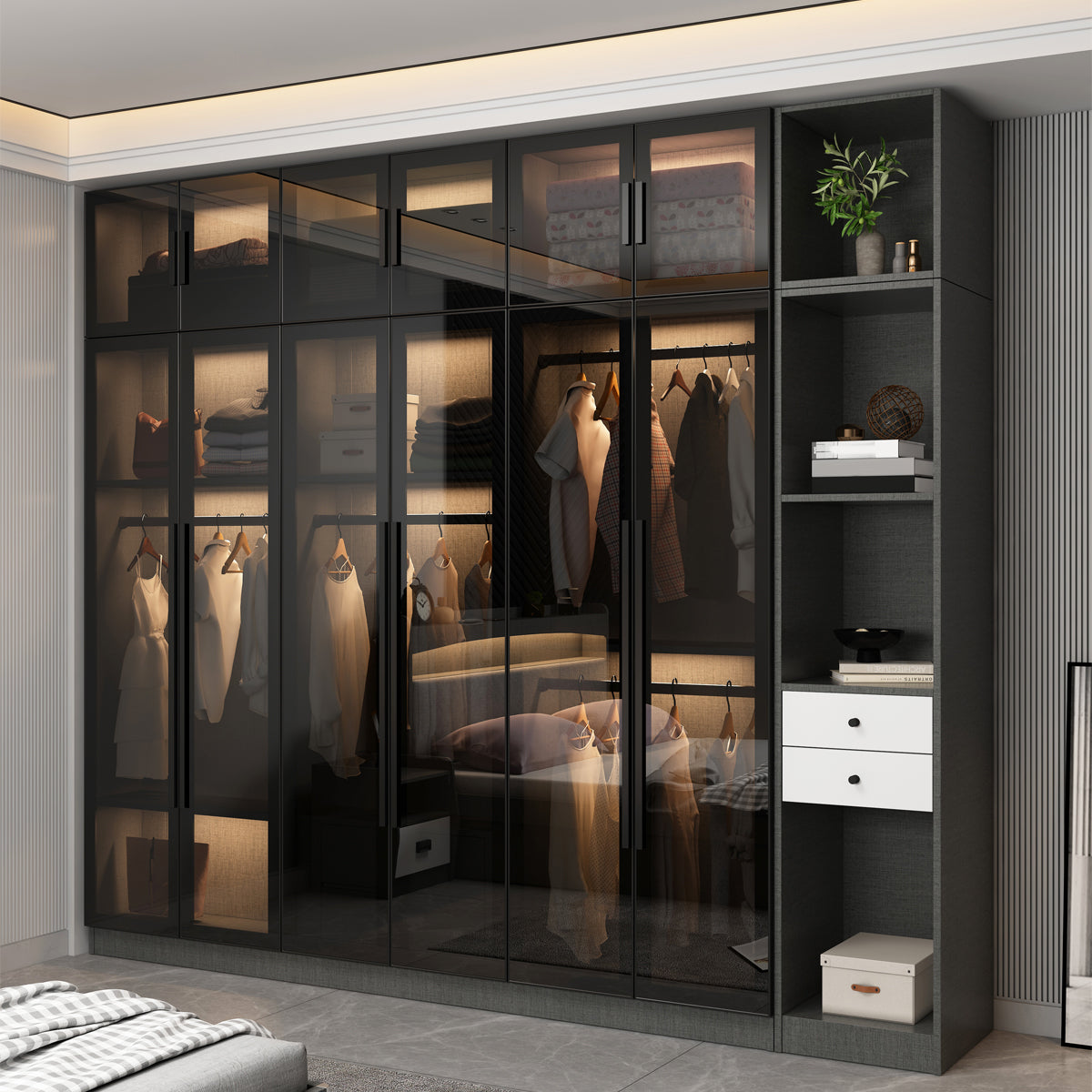 Modern Style Storage Cabinet for Home Mirrored Finish Cabinet with Glass Door