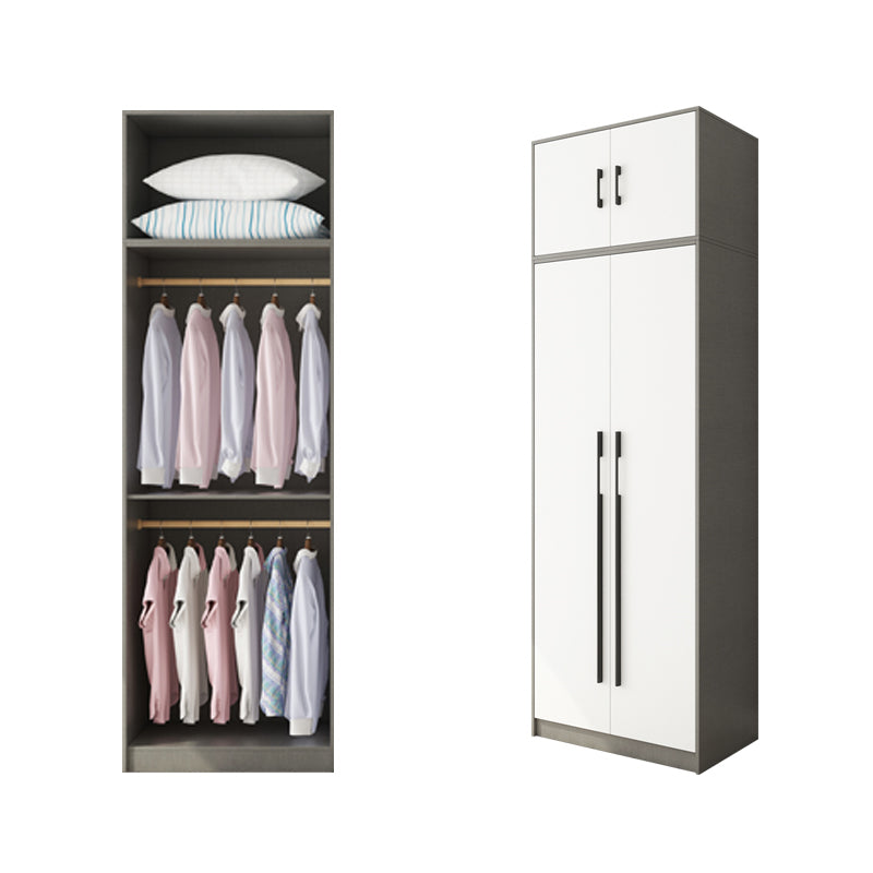 Engineered Wood Wardrobe Armoire Modern Home Wardrobe Cabinet with Solid Wood Clothing Rod