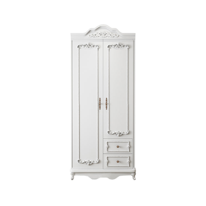 French Country White Wardrobe for Bedroom Manufactured Wood Cabinet with Drawers