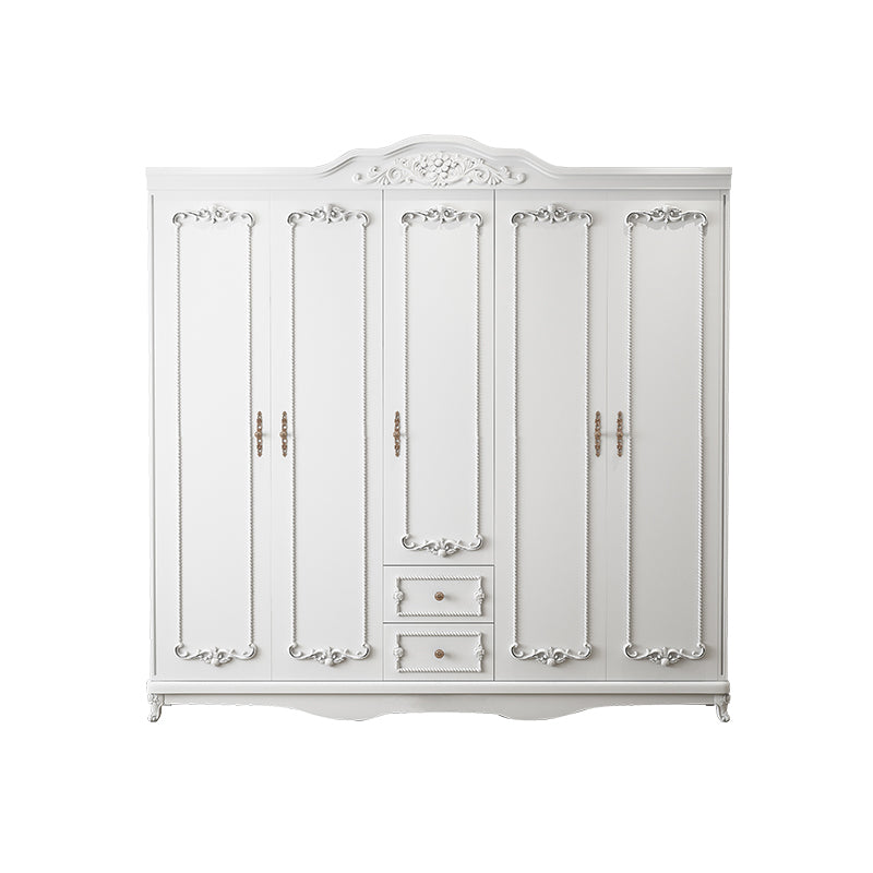 French Country White Wardrobe for Bedroom Manufactured Wood Cabinet with Drawers