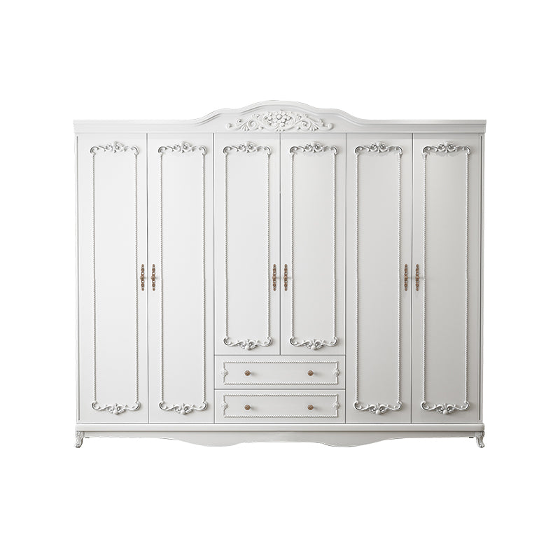 French Country White Wardrobe for Bedroom Manufactured Wood Cabinet with Drawers
