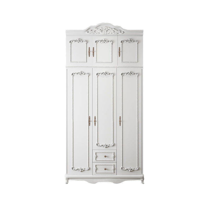 French Country White Wardrobe for Bedroom Manufactured Wood Cabinet with Drawers