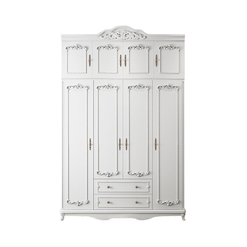 French Country White Wardrobe for Bedroom Manufactured Wood Cabinet with Drawers