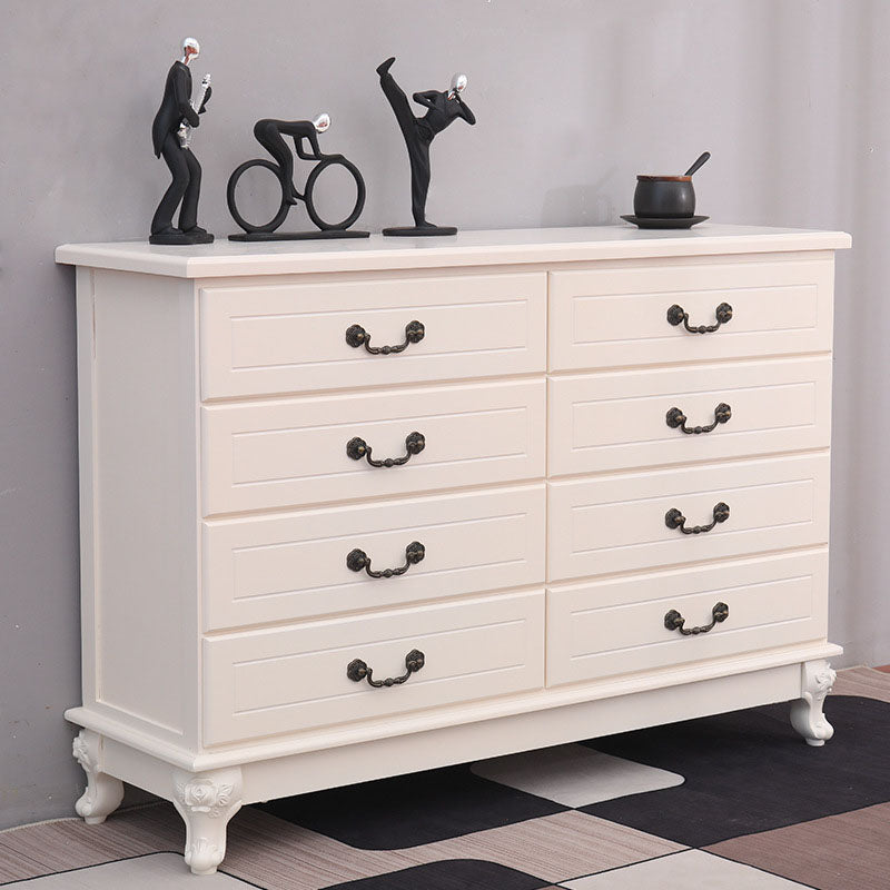 Modern Style White Wooden Chest Bedside Storage Chest with Multi Drawers