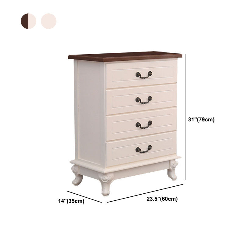 Modern Style White Wooden Chest Bedside Storage Chest with Multi Drawers