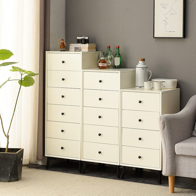 Modern Wooden Lingerie Chest Bedside Vertical Storage Chest in White and Brown