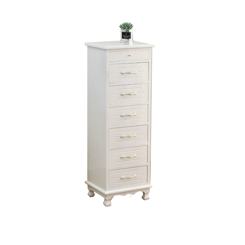 White Vertical Lingerie Chest Modern Solid Wood Storage Chest Dresser