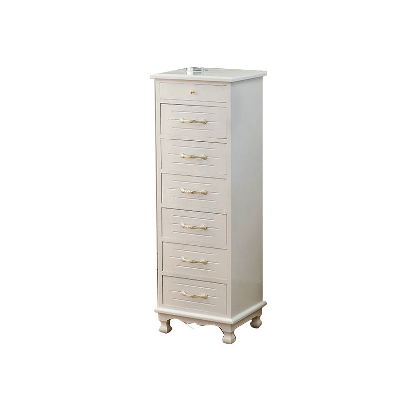 White Vertical Lingerie Chest Modern Solid Wood Storage Chest Dresser