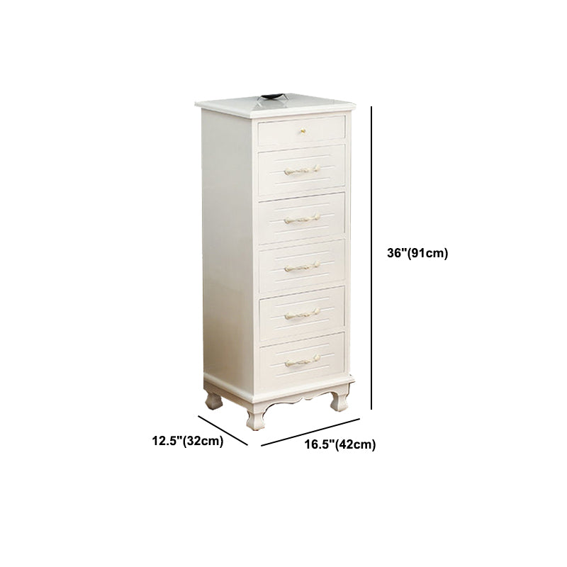 White Vertical Lingerie Chest Modern Solid Wood Storage Chest Dresser