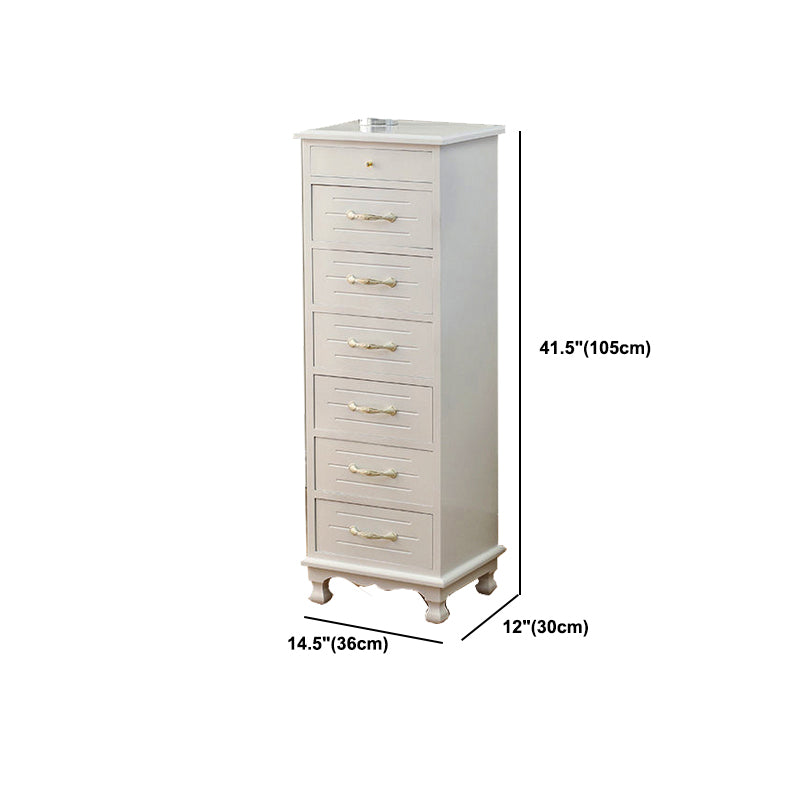 White Vertical Lingerie Chest Modern Solid Wood Storage Chest Dresser