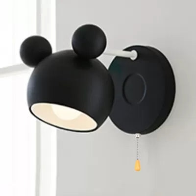Macaron Mouse Wall Light with Pull Chain 1 Head Metal Sconce Light for Study Room