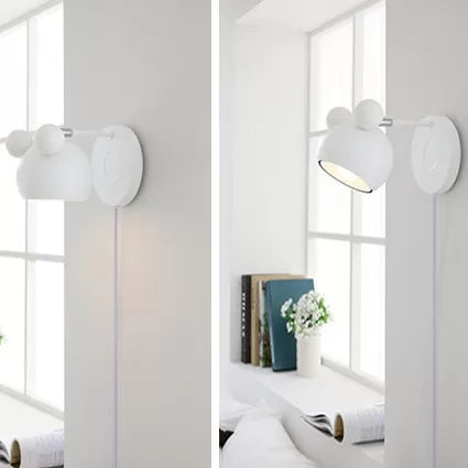 Macaron Mouse Wall Light with Pull Chain 1 Head Metal Sconce Light for Study Room