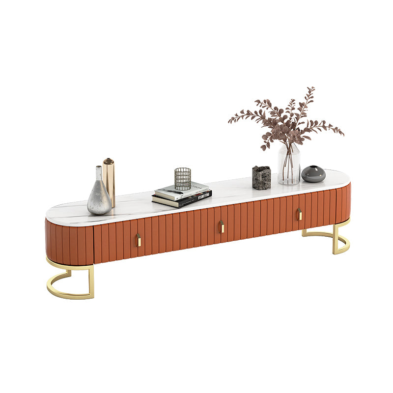 Scandinavian Stone TV Stand Enclosed Storage TV Console with 3 Drawers