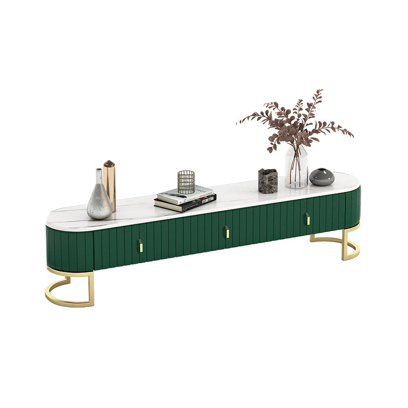 Scandinavian Stone TV Stand Enclosed Storage TV Console with 3 Drawers