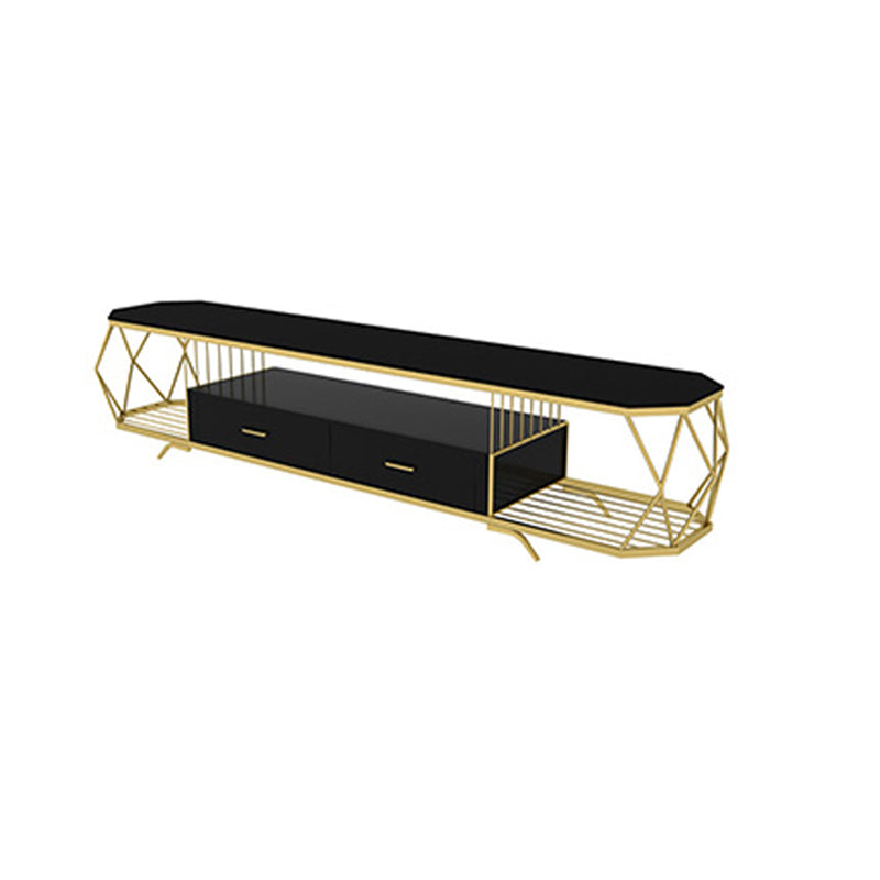 Luxury Open Shelving TV Stand Home Metal TV Cabinet with Drawers