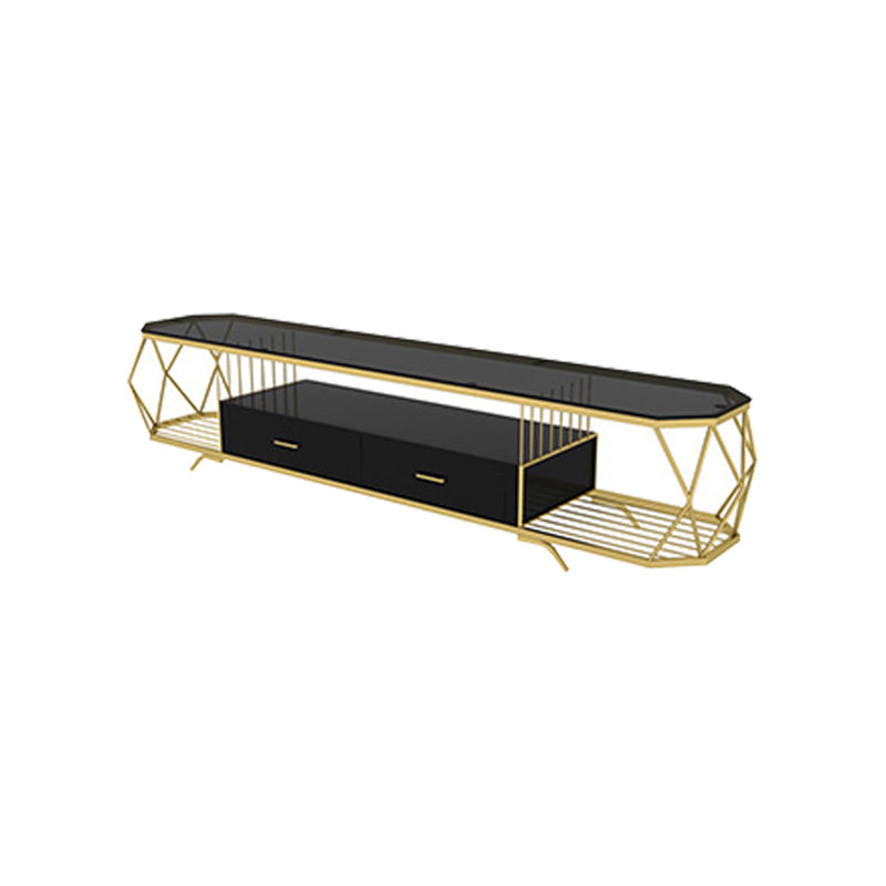 Luxury Open Shelving TV Stand Home Metal TV Cabinet with Drawers