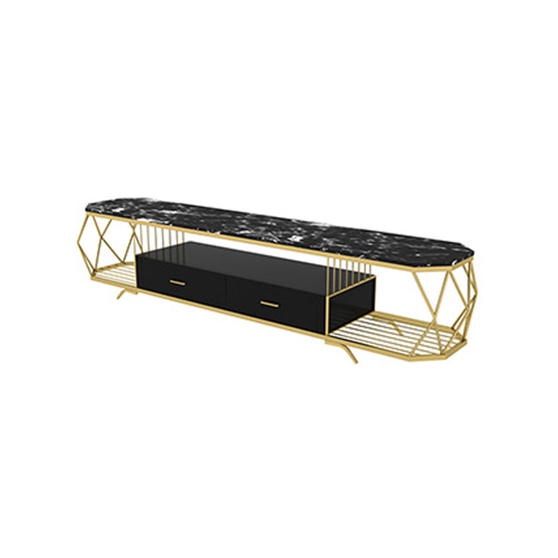 Luxury Open Shelving TV Stand Home Metal TV Cabinet with Drawers