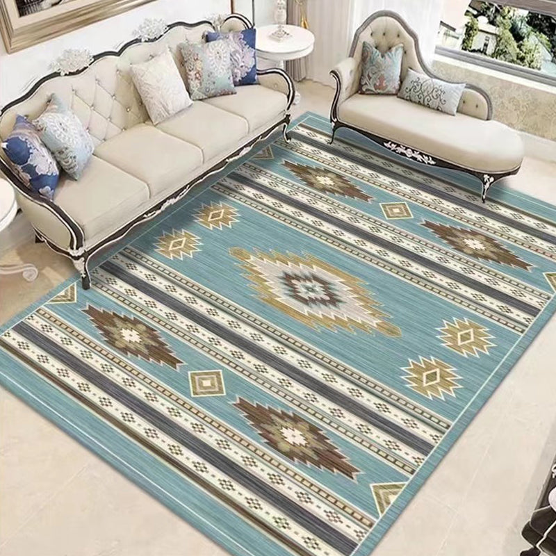 Multicolor Area Rug Polyester Carpet Antique Anti-Slip Backing Rug for Living Room