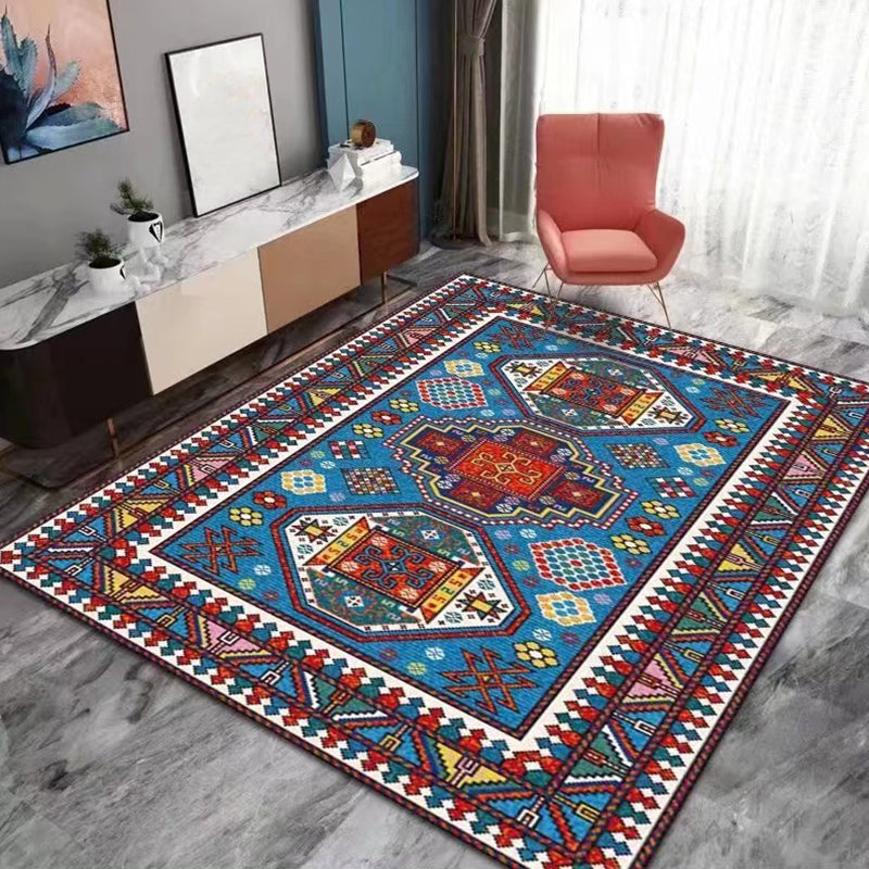 Multicolor Area Rug Polyester Carpet Antique Anti-Slip Backing Rug for Living Room