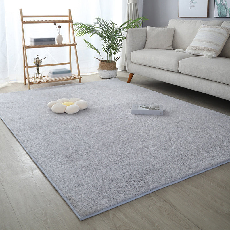 Contemporary Plain Carpet Polyester Thick Rug Stain Resistant Area Rug for Living Room