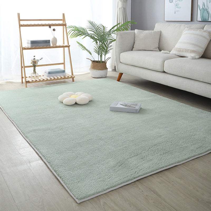 Contemporary Plain Carpet Polyester Thick Rug Stain Resistant Area Rug for Living Room