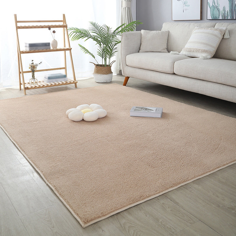 Contemporary Plain Carpet Polyester Thick Rug Stain Resistant Area Rug for Living Room