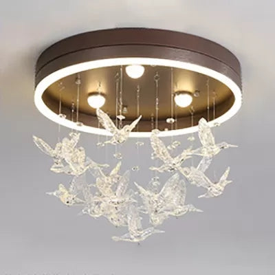 Clear Crystal Bird Plafond Mount Licht Moderne Romantische Acryl Plafond Lamp voor Volwassen Slaapkamer