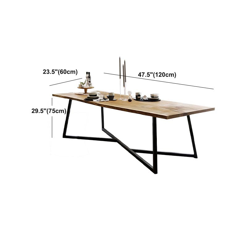 Pine Wood Top Dining Table Rectangle Solid Wood Table with Sled Base