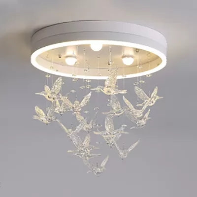 Clear Crystal Bird Plafond Mount Licht Moderne Romantische Acryl Plafond Lamp voor Volwassen Slaapkamer