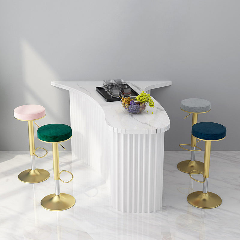 Glam Liftable Rotatable Counter Stool Steel Cafe Bar Stool with Velvet Cushion and Pedal