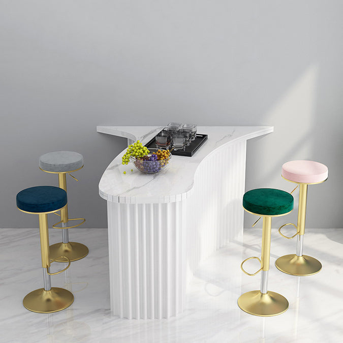 Glam Liftable Rotatable Counter Stool Steel Cafe Bar Stool with Velvet Cushion and Pedal