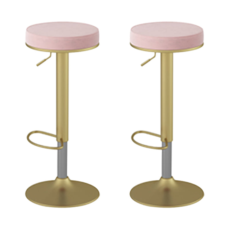 Glam Liftable Rotatable Counter Stool Steel Cafe Bar Stool with Velvet Cushion and Pedal
