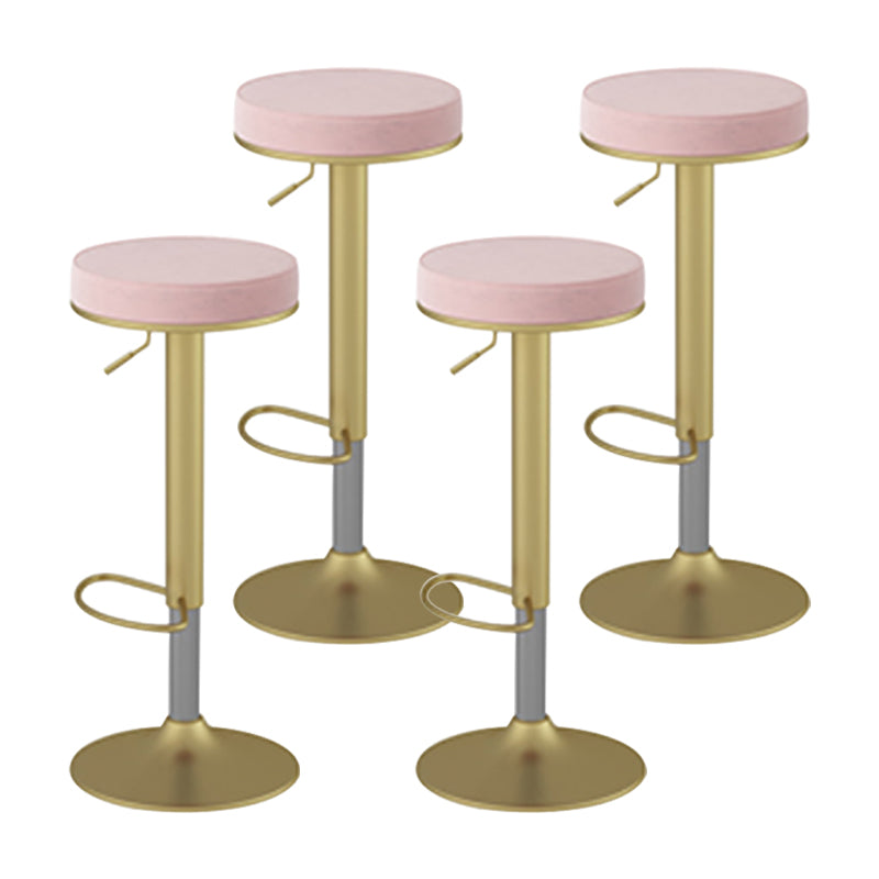 Glam Liftable Rotatable Counter Stool Steel Cafe Bar Stool with Velvet Cushion and Pedal