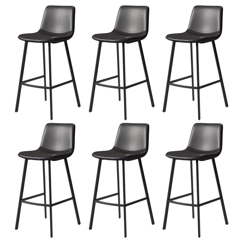 Glam Backrest Armless Counter Stool Iron Kitchen Bar Stool with Leather Cushion and Pedal