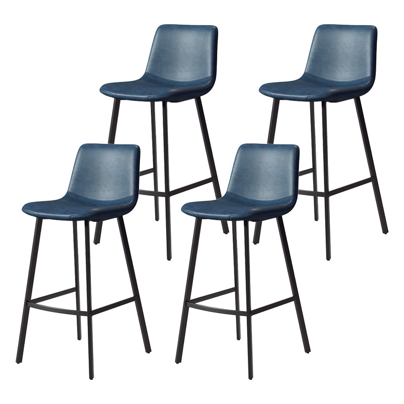 Glam Backrest Armless Counter Stool Iron Kitchen Bar Stool with Leather Cushion and Pedal