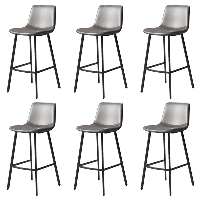 Glam Backrest Armless Counter Stool Iron Kitchen Bar Stool with Leather Cushion and Pedal