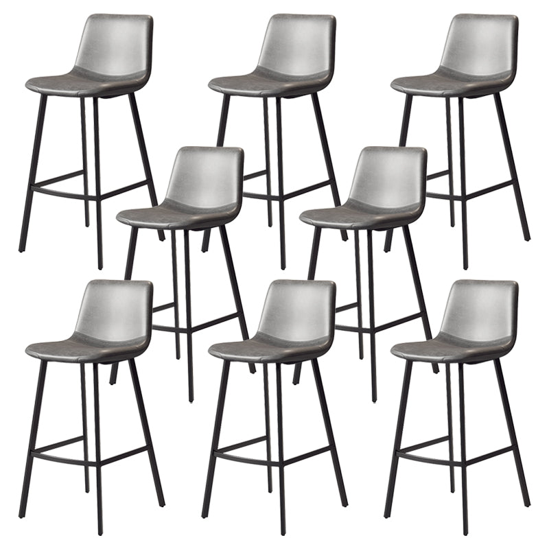 Glam Backrest Armless Counter Stool Iron Kitchen Bar Stool with Leather Cushion and Pedal