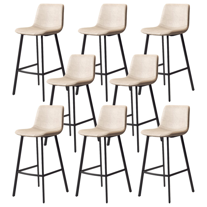 Glam Backrest Armless Counter Stool Iron Kitchen Bar Stool with Leather Cushion and Pedal