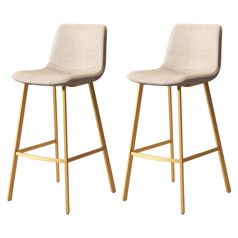 Glam Backrest Armless Counter Stool Iron Kitchen Bar Stool with Leather Cushion and Pedal