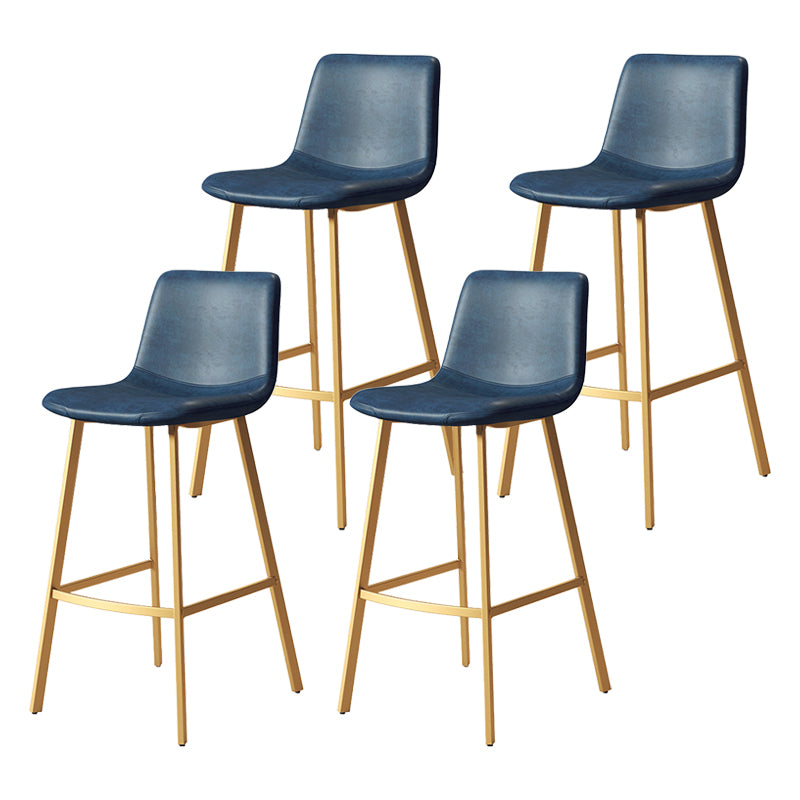 Glam Backrest Armless Counter Stool Iron Kitchen Bar Stool with Leather Cushion and Pedal