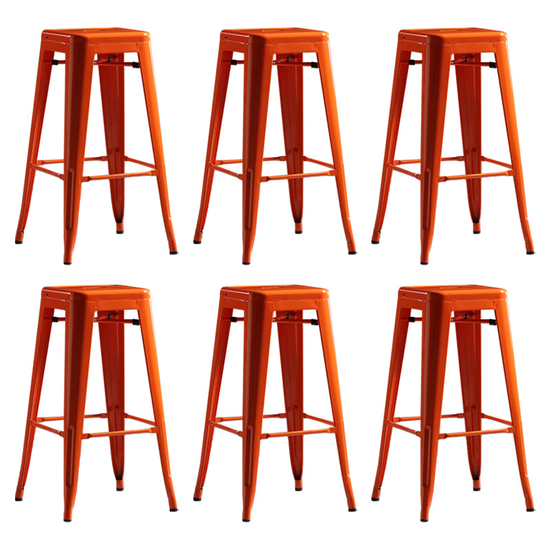 Modern Armless Backless Counter Stool Iron Cashier Bar Stool with Seat and Pedal