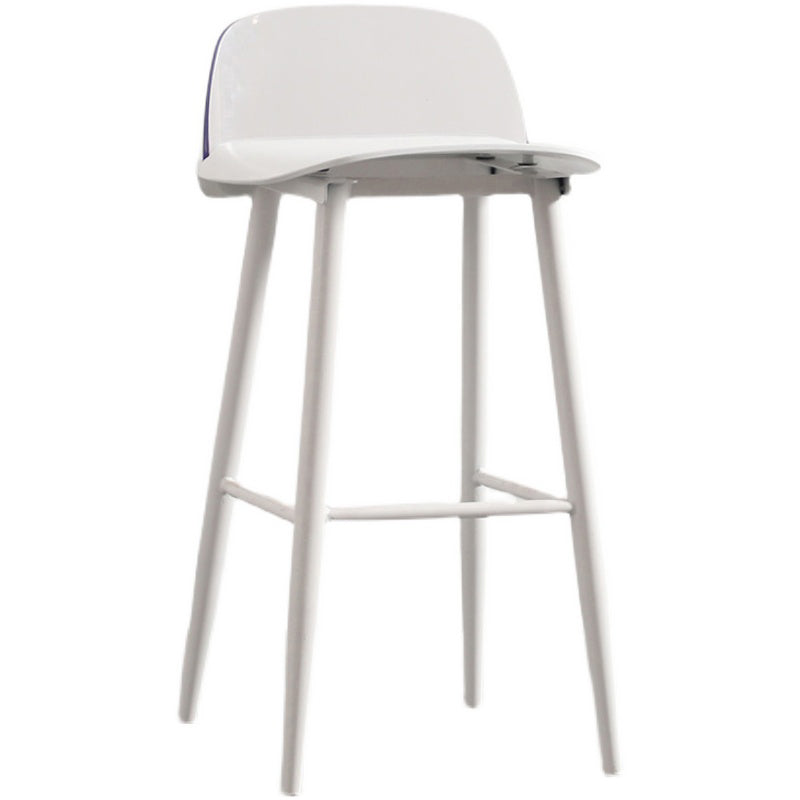 Nordic Armless Backrest Counter Stool Iron Kitchen Bar Stool with Acrylic Seat and Pedal